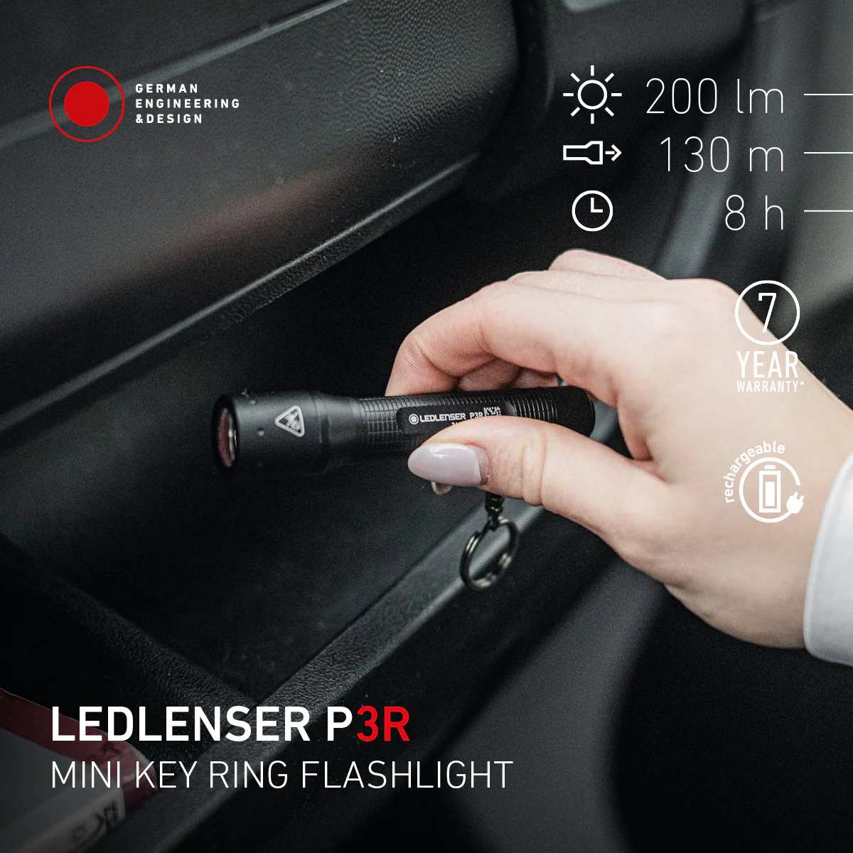 Lanterna LEDLENSER P3R Reincarcabila 200lm raza luminoasa 130m