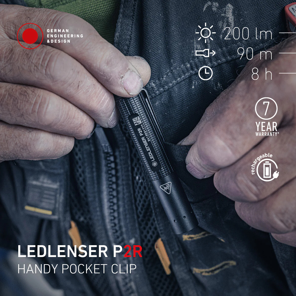 Lanterna LEDLENSER P2R 2025 Reincarcabila 200lm raza luminoasa 90m