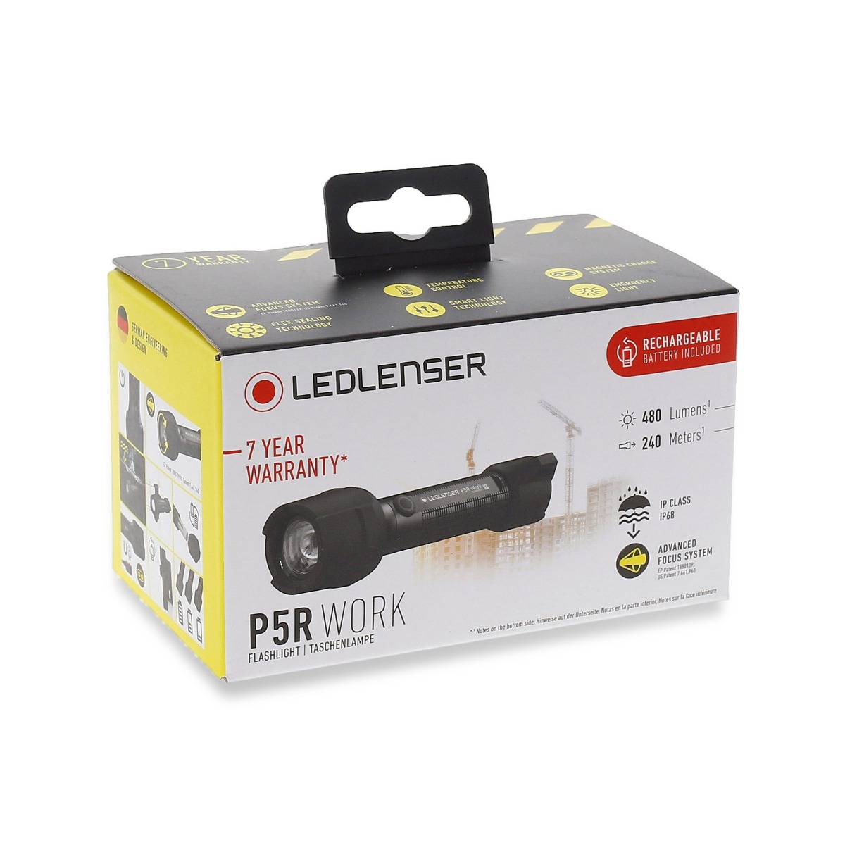 Lanterna LEDLENSER P5R Work Reincarcabila 500lm raza luminoasa 240m cu incarcator si accesorii